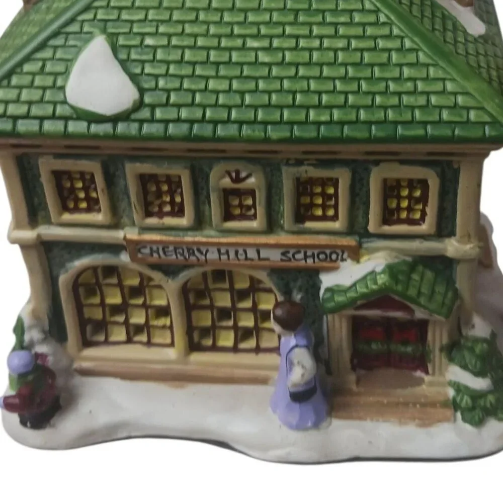 Cherry Hill School Vtg Ceramic Lighted Christmas Village House 